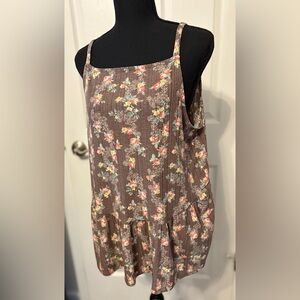 Maurices Floral Brown Sleeveless Babydoll Top